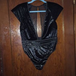 Deep V black body suit from Victoria’s Secret